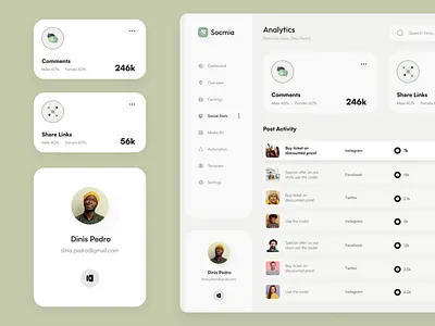 Social Media Analytics Dashboard analytics dashboard dashboard design design facebook instagram product product design social social media social media analytics ui ui design