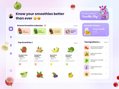 Blending Smoothie Shop 3d 3d icons 3dicons blending blending dashboard branding creative design healthylifestyle interface landing page master creationz modern smoothie smoothie dashboard smoothierecipes ui website website design