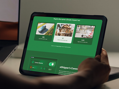Suistainability page for eShipper clean dashboard eco eshipper green modern sustainability sustainable ui ux website