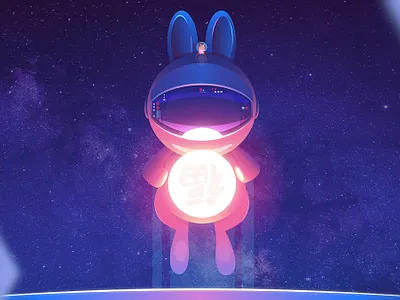 Lunar New Year of the Rabbit animals bunny chinese new year color colour cute design fox gradient illustration jade rabbit lunar new year mecha mid autumn festival nature robot space spacecraft vector year of the rabbit