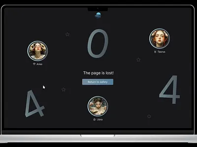 404 Page For Website 404 ai ai generated images animation design figma framer illustration landing layout midjourney ui uiux design ux web design zodiac sign