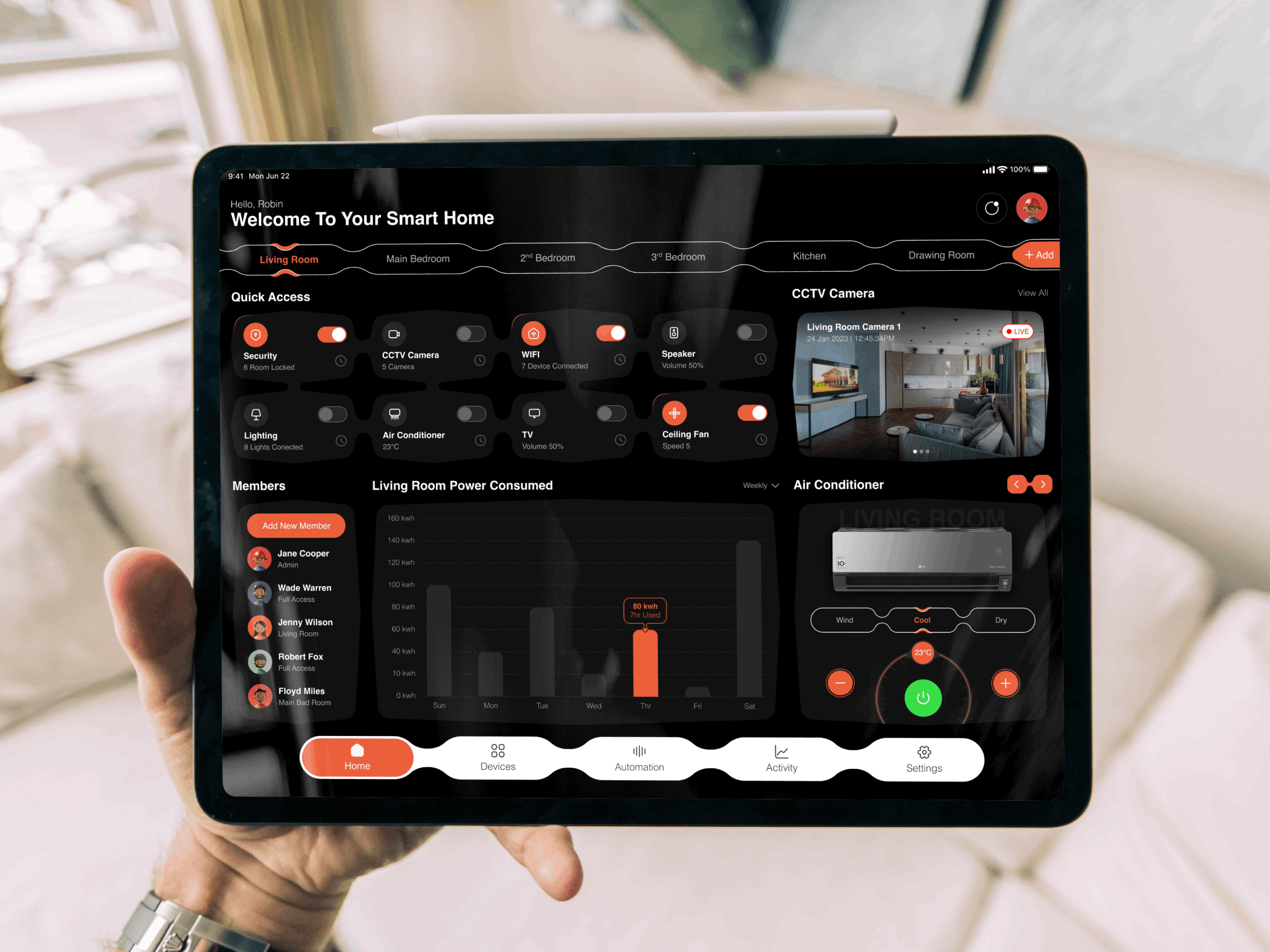 Smart Home: Dashboard app design app ui dashboard dashboard design design home house iot mobile app product product design smart home smart system ui ui design web app