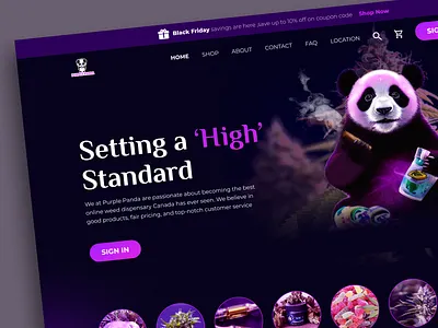 Edibles e-commerce platform landing page dark theme desktop design e commerce e commerce landing page eatables web design edibles selling web design purple theme radial code radialcode ui design uiux uiux design web design