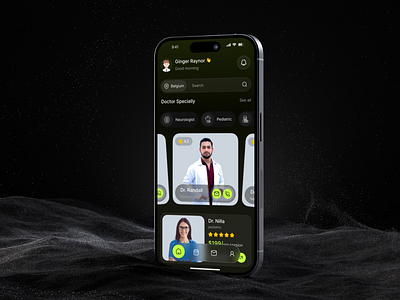 AI Doctor Appointment App – Dark Mode UI app dailyui daly ui darkmode design healthcareapp mobile app mobileapp ui uidesign ux