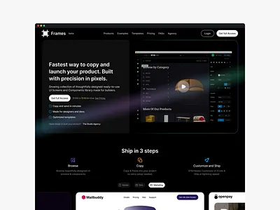 Frame UI - Design Library Exploration agency design figma interface design library marketing pages mobile app product design sass templates ui ui kit ui library uikit user interface web app website
