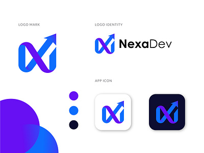 NEXADEV, Tech & Software Development logo 3d design brand identity branding fintech gradient graphic design logo logo design logo mark saas software startup tech branding tech logo tech startup technology visual identity