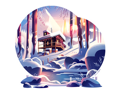 Lost cabin under the snow. (animated) animation cabin collab hiking illustration journey lifestyle motion mountain nature outdoor snow winter woods