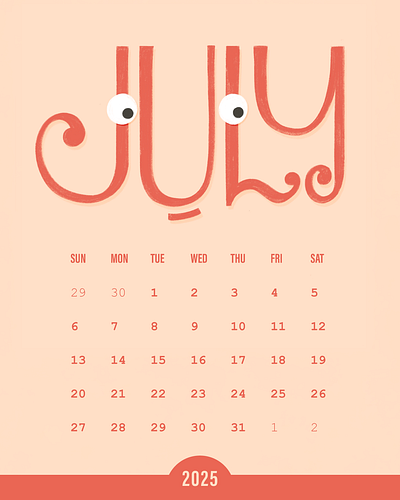Happy July! calendar design drawing hand lettering illustration july lettering month procreate type typography