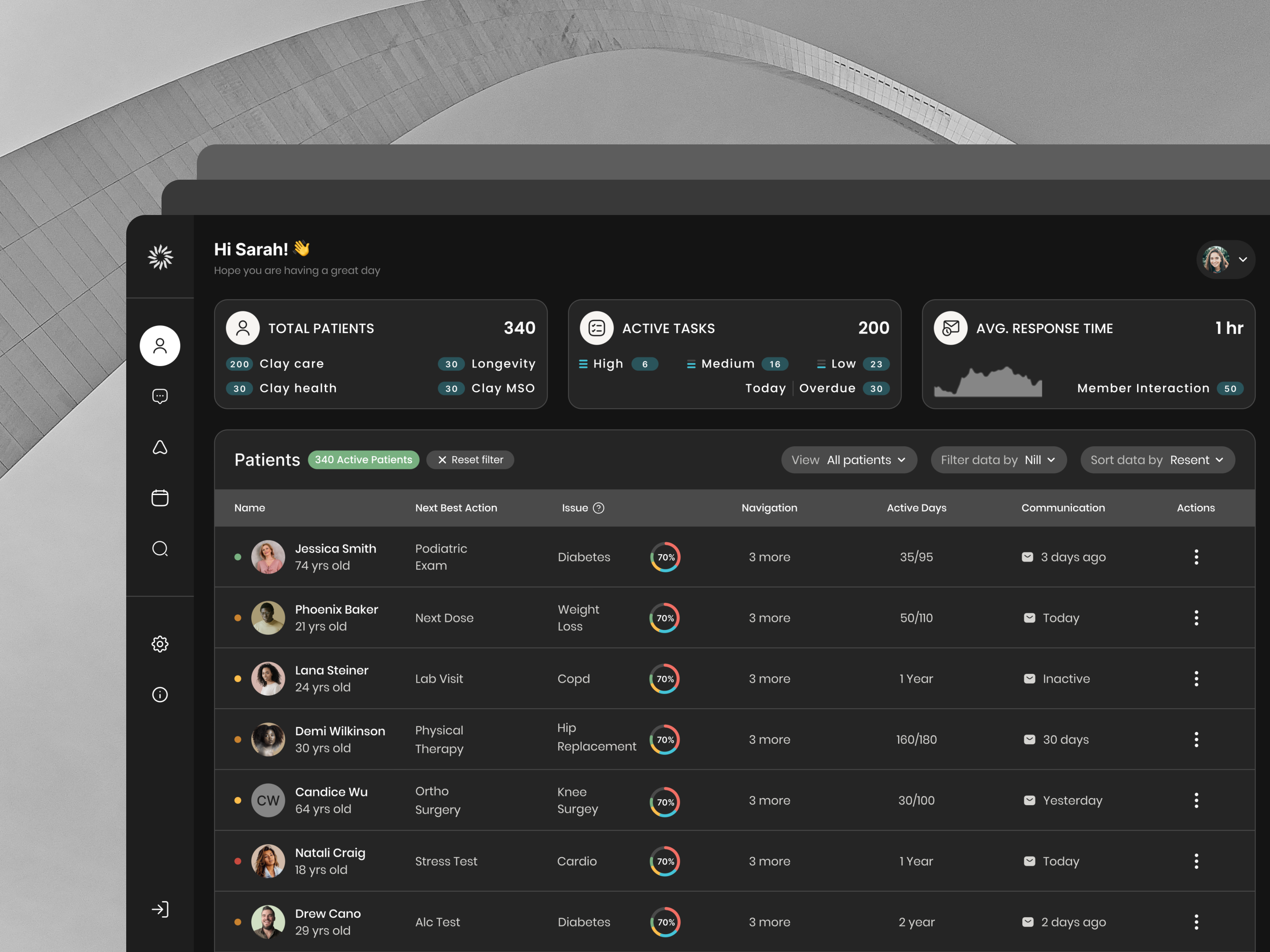 Example of Healthcare AI Dashboard: Patient Insights & Task Tracker