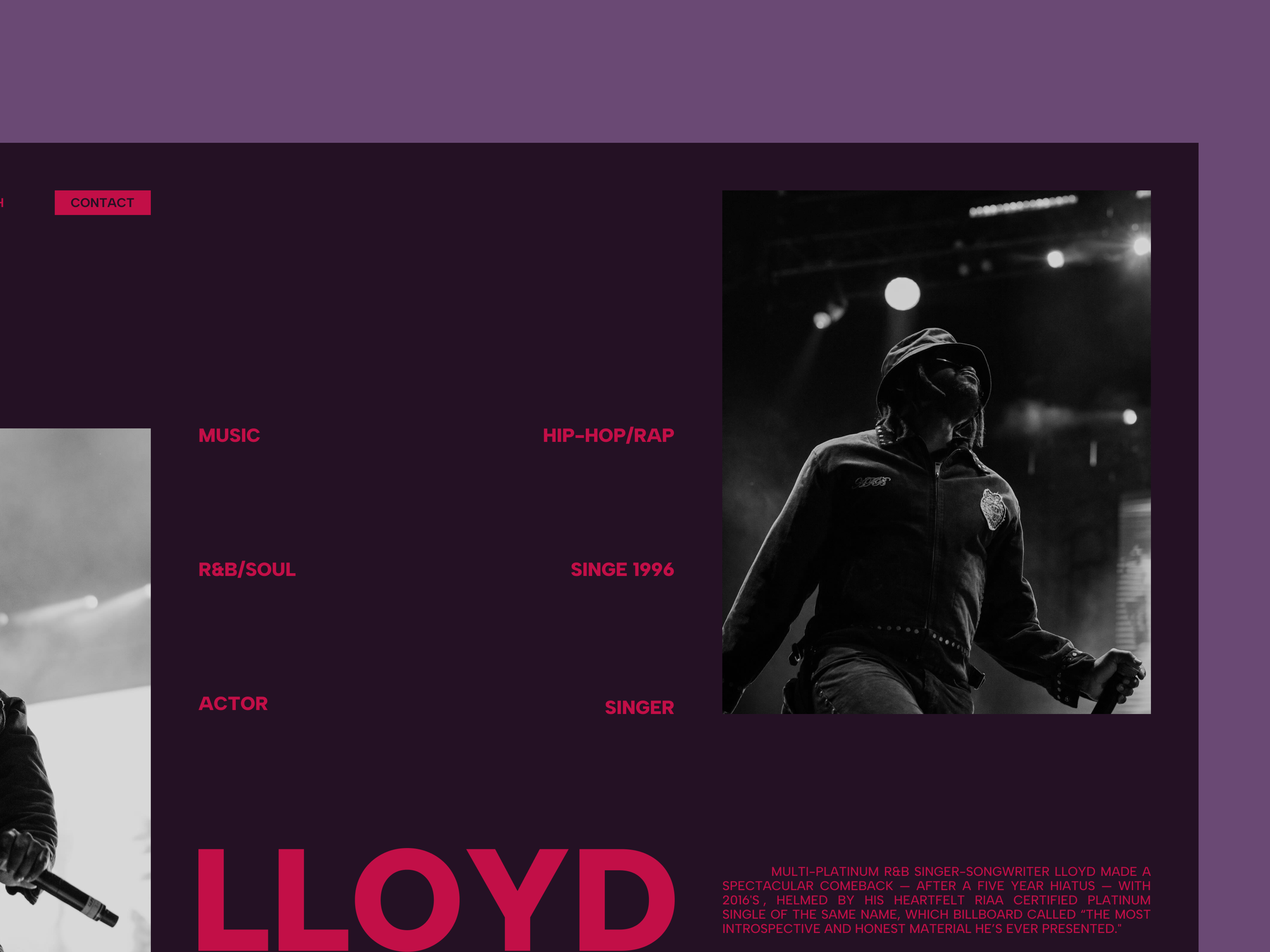 Hero Section - Lloyd art directed design editorial design graphic design hero section hiphop music musician rb ui user interface web design
