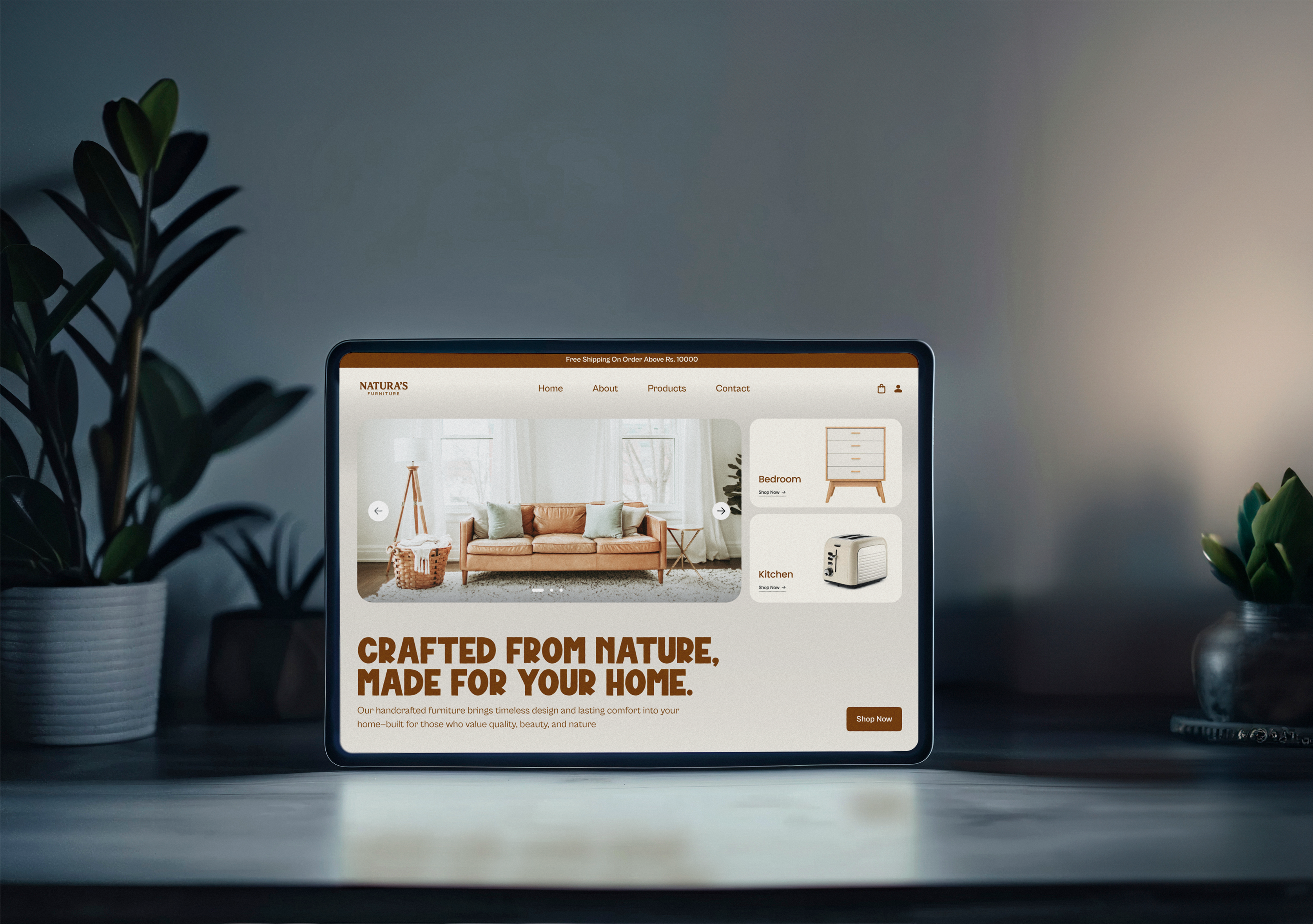 Natura's Furniture - Conceptual Furniture Company UI Design furniture landing page design furniture ui design furniture website design landing page design ui design