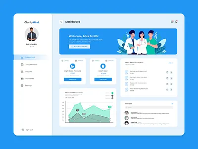 ClarityMind – Medical Dashboard UI for Health Monitoring animation branding logo ui