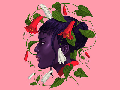 🌸 art design flower illustration portrait process sajid