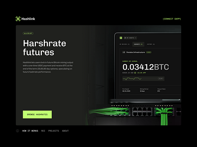 Hashlink hero btc crypto fintech future illustration layout ui web