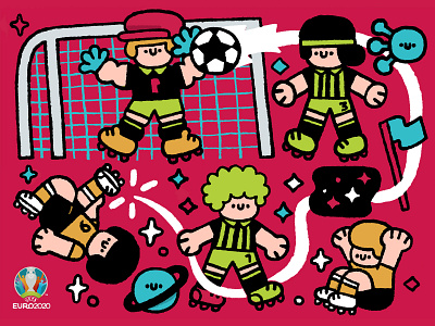 Illustration for Euro 2020 UEFA cartoon cute design doodle euro fifa football fun graphic design illustration japanese kawaii lev yashin soccer uefa