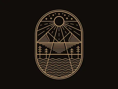 Redemption Line art adventure apparel badge branding design graphic design hiking illustration logo monoline mountain nature outdoor peak southwest sun tree vector vintage wilderness