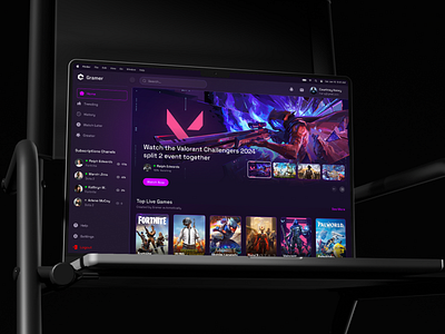 Gramer - Streaming Game Platform broadcast content creator game gamer games gaming live live streaming modern online platform streamer streaming twitch ui ui design ux video web design website