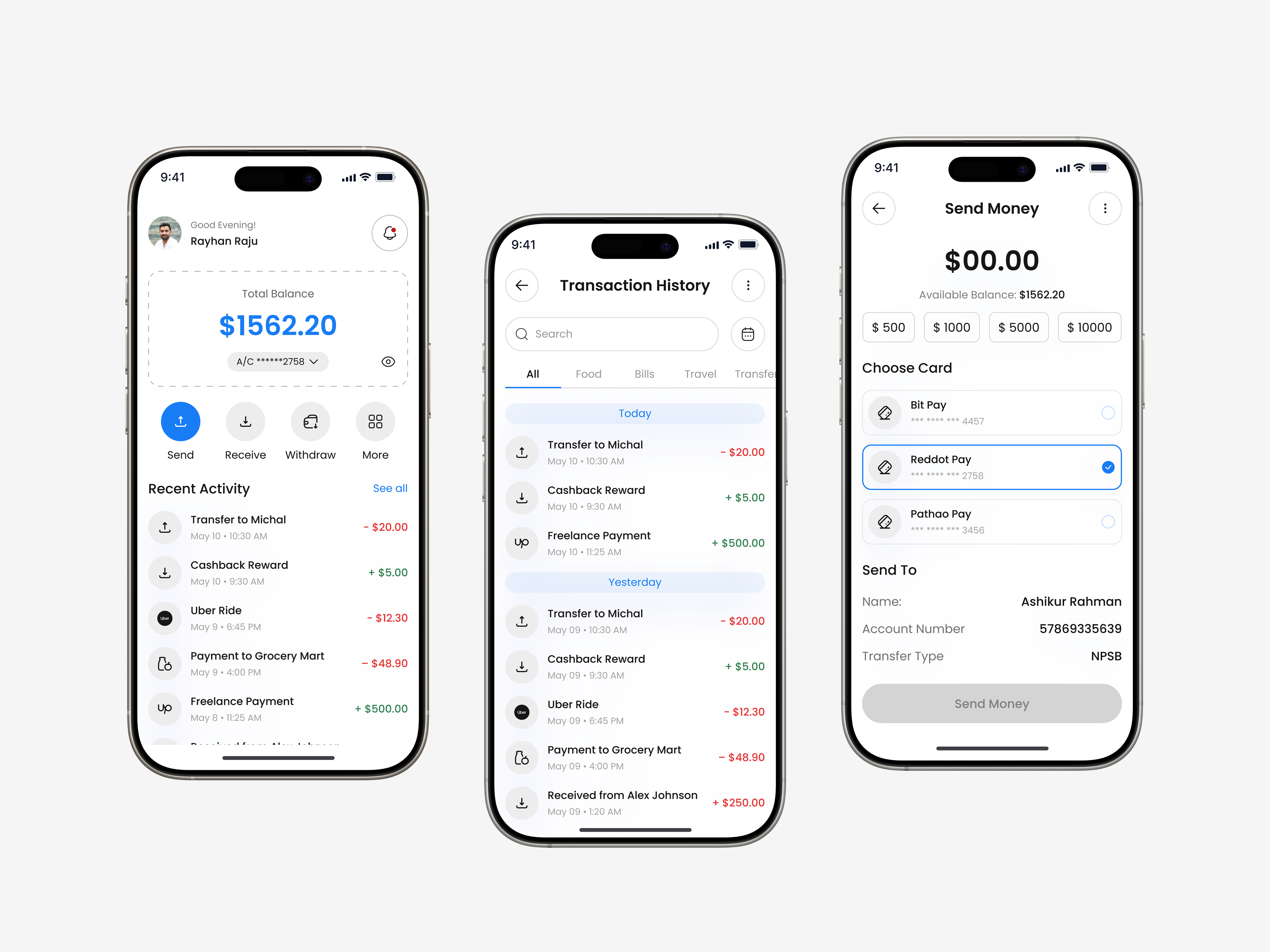 Finova - Fintech Mobile App banking banking app card clean ui doller finance fintech fintech app ios minimal app mobile app mobile app design mobile fintech app money send money statistic transfer ui