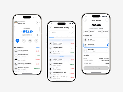 Finova - Fintech Mobile App banking banking app card clean ui doller finance fintech fintech app ios minimal app mobile app mobile app design mobile fintech app money send money statistic transfer ui