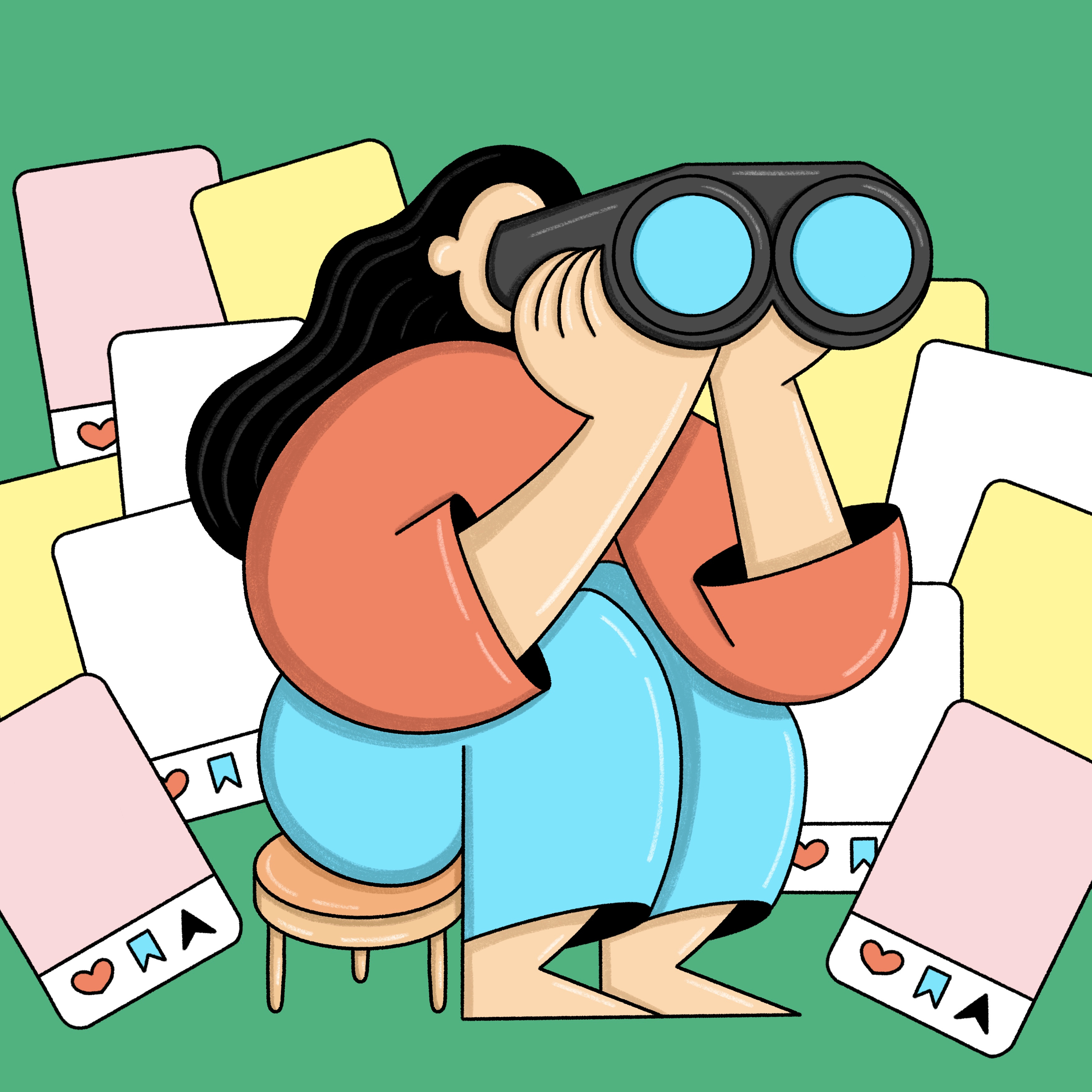 Follower 2d abstract cartoon character design editorial ill illustration internet procreate