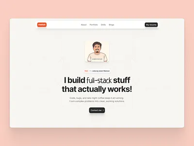 Developer Portfolio Website UI Design coder design developer hero section landing page portfolio portfolio website ui ui design ui ux uiux ux ux design web design website