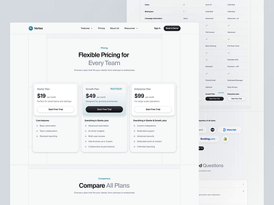 Vertex - Pricing Plan ai animation business clean dashboard graphic design marketing modern payment pricing card pricing flow pricing overview pricing page pricing section saas sales technology ui ux website
