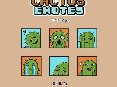 Emotes Pixel Art art cactus capybara design emoji emote emotes graphic design illustration pixel pixel art pixelart pixels pixels art