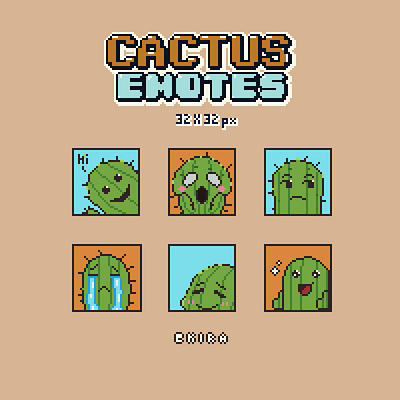 Emotes Pixel Art art cactus capybara design emoji emote emotes graphic design illustration pixel pixel art pixelart pixels pixels art