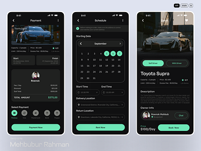 Car-x Car Rental Service Mobile App app car apps car rent car rental car rental app cars clean dark mobile app design luxury car app minimal mobile mobile app modern rent car rental app rental service ui uiux