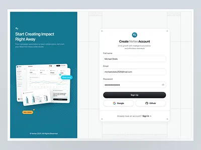 Vertex - Sign In & Sign Up ai animation business clean dashboard graphic design login flow login form login page marketing modern payment saas sales sign in sign up flow technology ui ux website