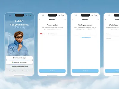 Lumen – AI Finance Tracker [Sign Up] app app design clean confirm email design finance finance tracker login mobile mobile kit money management money tracker app onboarding sign up signin up splash screen ui ui kit walktrough