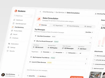 Buskens - CRM Dashboard clean company crm crm dashboard crm dashboard design crm design customer chat customer sales dashboard dashboard design design lightmode product design sales sales dashboard ui ui design uiux uiux design ux