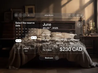 Seamless Stay Reservation booking checkout dashboard design glass glassmorphism graphic design ios ios 16 landing page pick date saas travel ui ux web design website