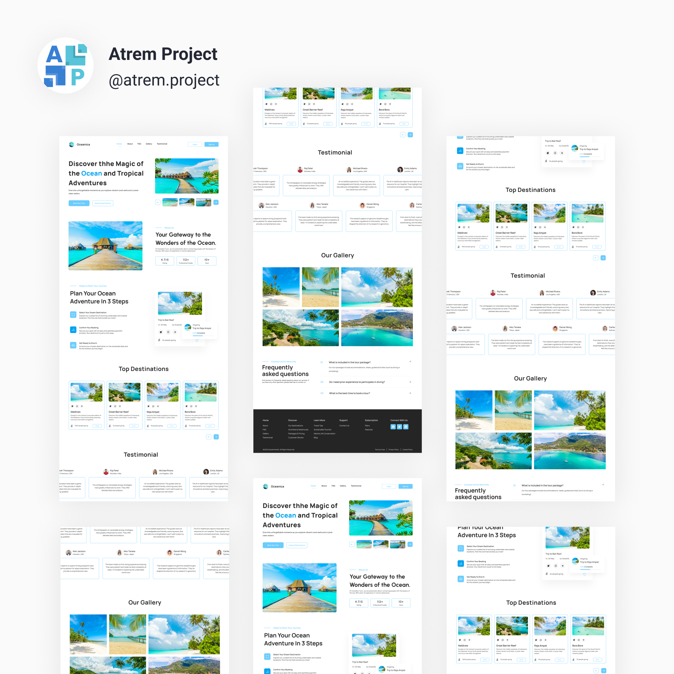 Oceanica - Landing Page Tour Guide atrem project figma mobile app ui ui design uiux user interface ux ux design web design