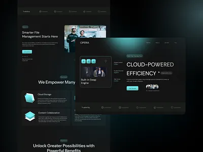 Manufacturing Cloud Technology Landing Page b2b cloud computing cloud platform cloud tools cybersecurity dark futuristic landing page manufacturing motion graphics saas technology ui web design website