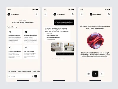 Chatlyy.AI – Your Daily Wellness & Productivity AI ai aivoice chat chatai design designmobile graphic design iosapp mobile mobiledesigner productivity search ui uiux voicenote wellness