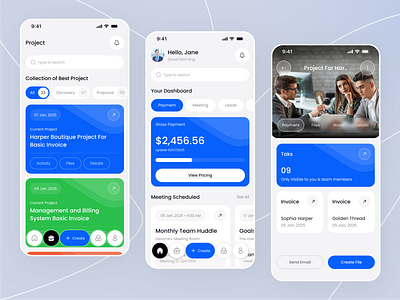 Business Management App app ui business management business trip clientmanagement invoicemanagement management mobile mobile ui mobileapp productivityapp tasktracking team management