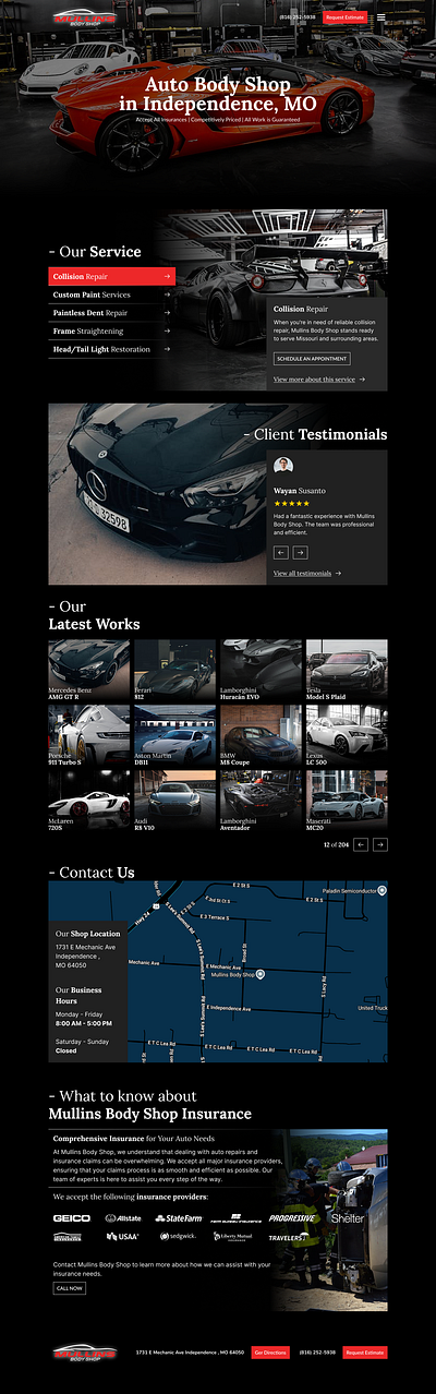 Car Body Shop Website Design car website design minimal ui ux web website body shop website car body shop