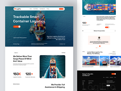 Logipro Shipping Landing Page Design blank cardboard cargo container freight isolated landing logistics page port shipment shipping train transit transportation trucking ui ux vehicle web design