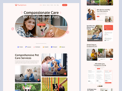 Pet Appointment Landing Page dog website landing page pet care pet website ui
