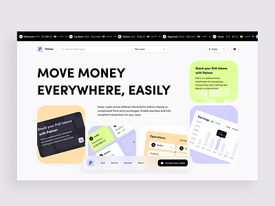 Palmer - Web 3 Platform blockchain crypto crypto wallet crypto website cryptocurrency exchange investment product page design trading ui uiux user interface design ux ux ui design web 3 web design web page web site webdesign webpage