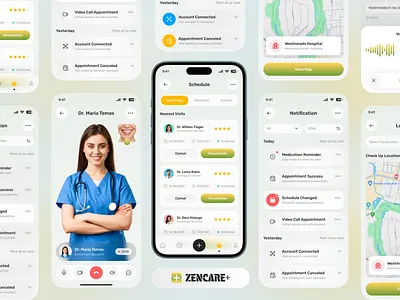 Empowering Health Care Mobile App activity tracker android app design app design doctor appointment edit profile goal page health care mobile app health tracker ios location tracking mobile health notification page patient app scheduling page smart health ui ux user interface user profile video call wellness app