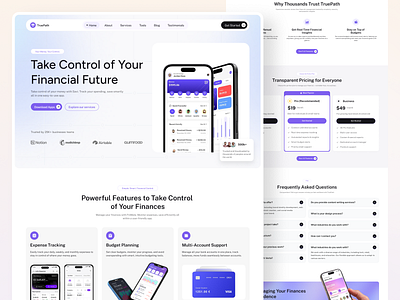 TruePath• Finance App UI • Budget Tracker Website • Fintech Web app landing page budget tracking clean fintech design expense tracker ui finance app ui finance platform finance track tool financial dashboard financial planning fintech landing page jabel landing page for app mobile banking app money management money tracker personal finance app saas saas for finance saas website uiux for fintech