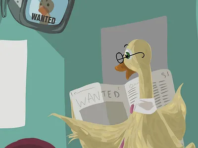 Waiting Room Duck Learns Shocking News adobe animals cartoon cute digitalart funny illustration silly