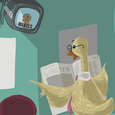 Waiting Room Duck Learns Shocking News adobe animals cartoon cute digitalart funny illustration silly