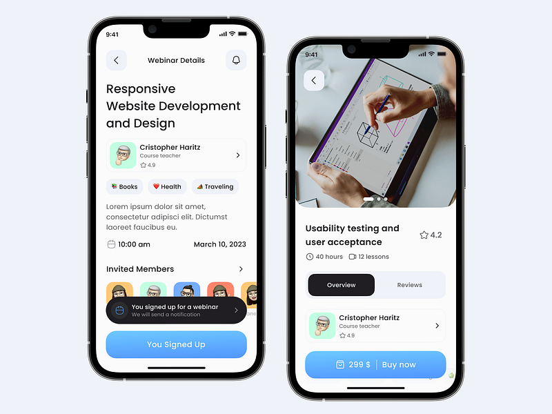 Ed-tech App UI Kit 2.0 | Product pages app design system education ios learning ui ui kit uikit ux