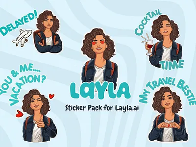 Ask Layla.ai (Sticker Project​​​​​​​) character character design design graphic design illustration illustrations laylaai procreate rakuten viber sticker stickerpack vector vector art vector design