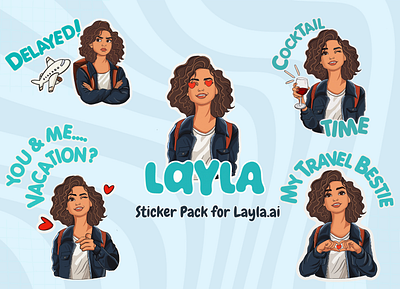 Ask Layla.ai (Sticker Project​​​​​​​) character character design design graphic design illustration illustrations laylaai procreate rakuten viber sticker stickerpack vector vector art vector design