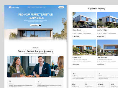 Real Estate Website apartment find porperty landing page listings luxury website product design property property listing real estate real estate landing page real estate web real estate website search property travel uiux web design web page website