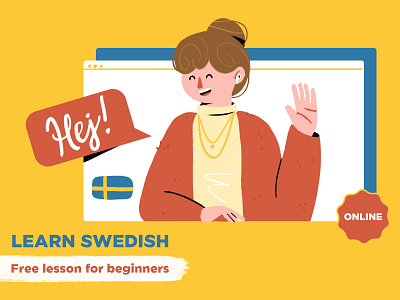 Swedish Lesson chara character character design cute illustration language learining lesson online sweden swedish teacher